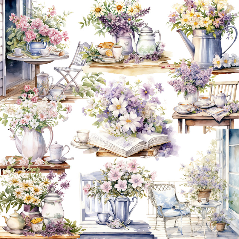 Garden Journal Planner - 12Pcs/Pack Garden Afternoon Tea Sticker DIY