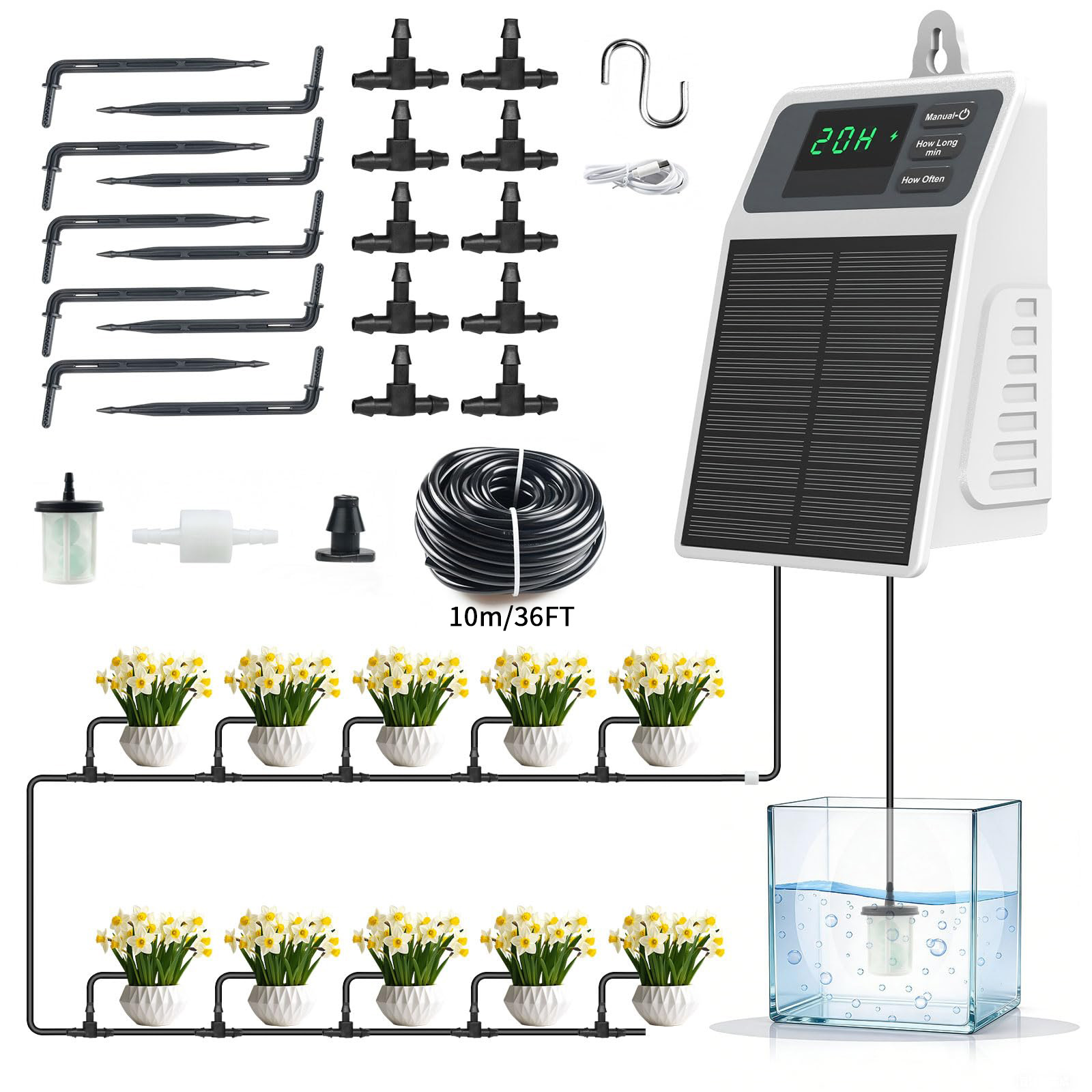 Smart Garden Auk - Upgraded Solar Drip Irrigation System Automatic