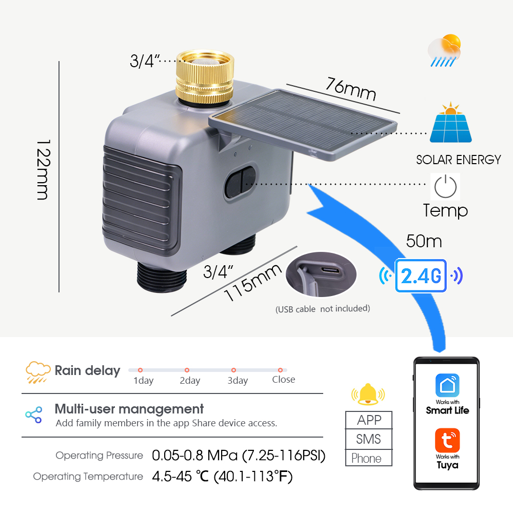 Tuay Smart Solar 2-Zone Wateri - Smart Garden Tap Timer ulasan dan harga