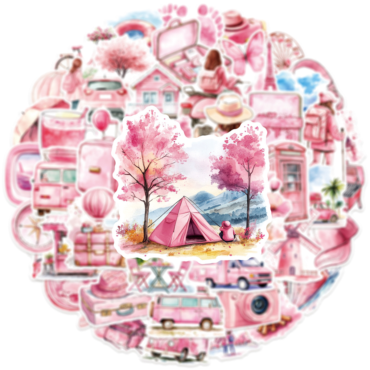 50-100 PCS Pink Watercolor Out - Garden Journal Planner ulasan dan harga