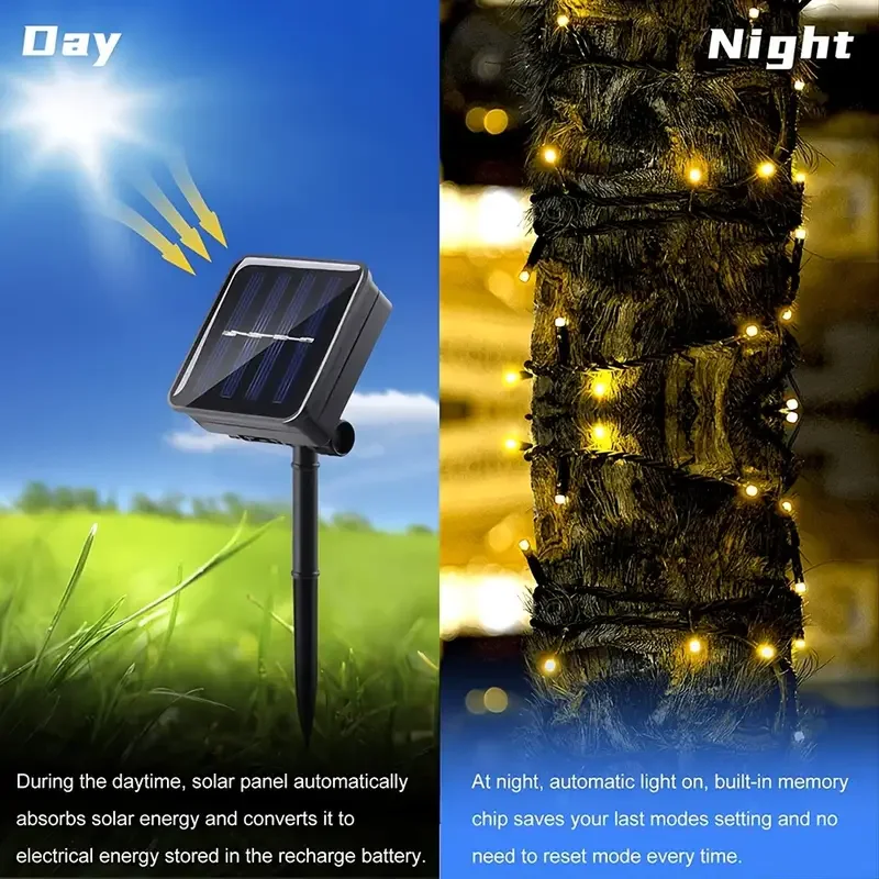 LED Solar Light String 8 Funct - Smart Garden Lighting System ulasan dan harga