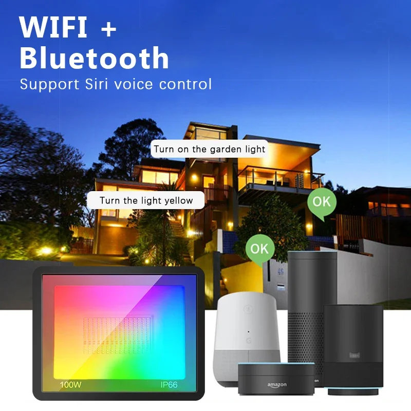 RGB TUYA Floodlight Smart APP  - Smart Garden Drawing ulasan dan harga