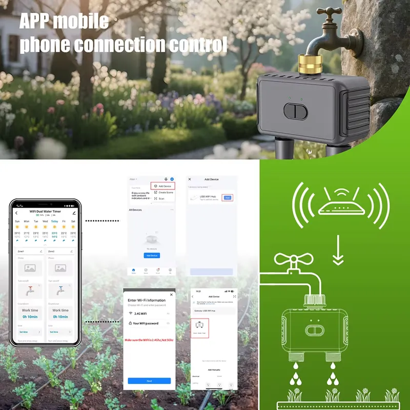 WAP01 WiFi APP Control Dual Ho - Smart Garden Irrigation ulasan dan harga