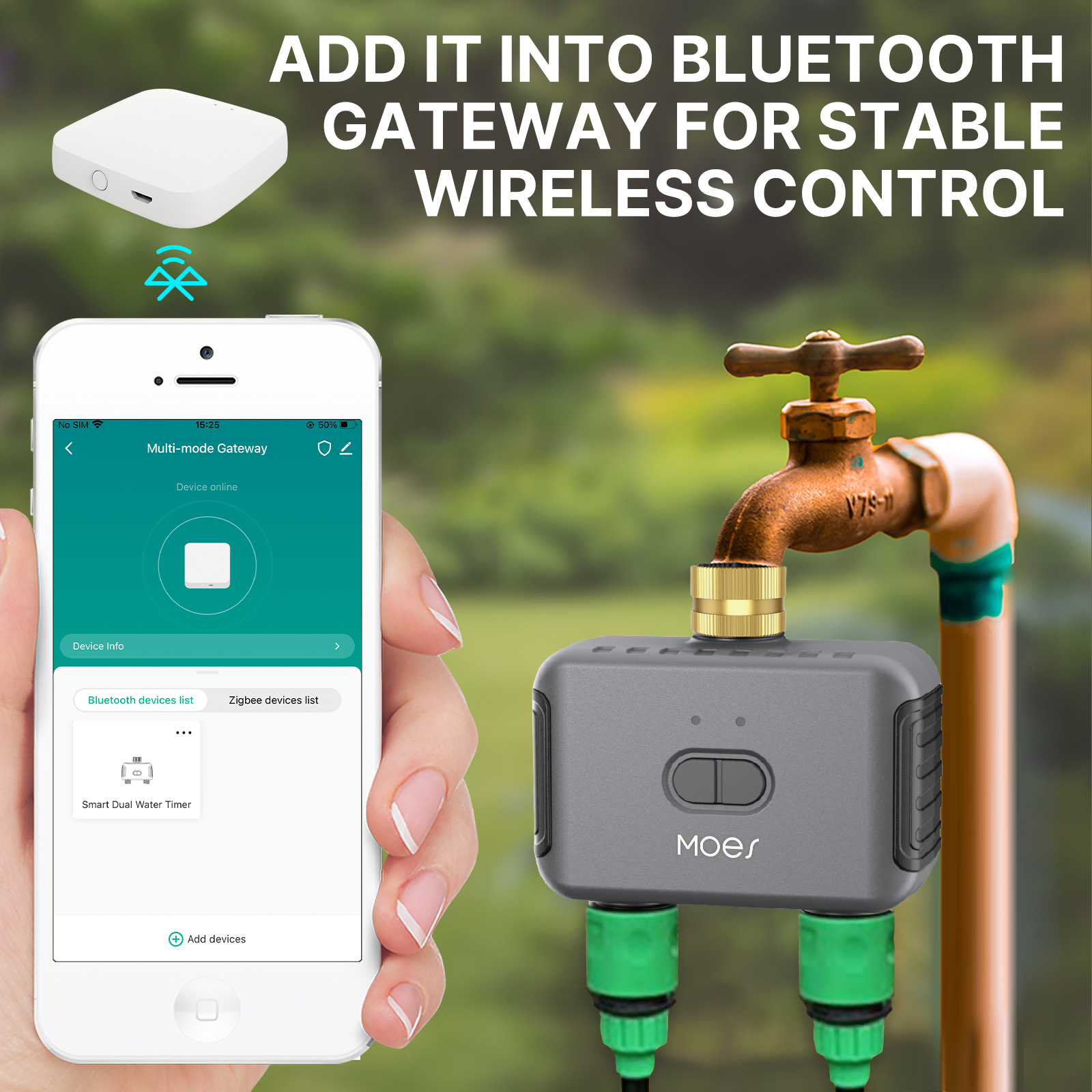 MOES Bluetooth Smart 2-Way Wat - Smart Garden Tap Timer ulasan dan harga
