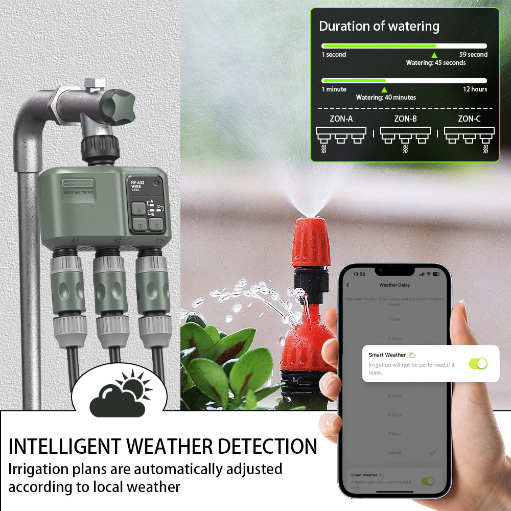 Tuya Wifi+RF433 3-outlet Water - Smart Garden Irrigation ulasan dan harga