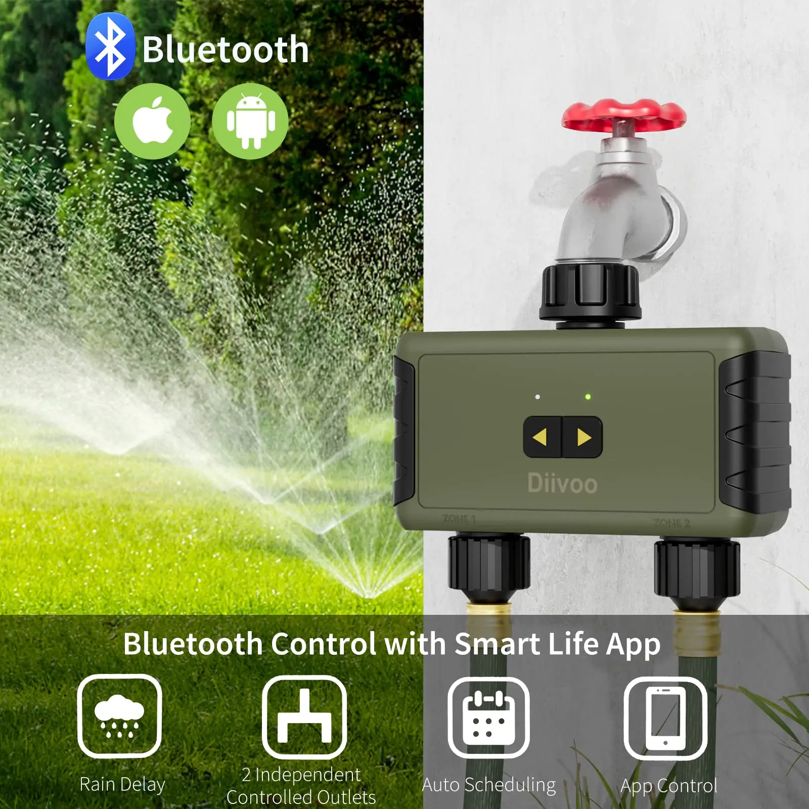 Diivoo Timed Sprinkler for Blu - Smart Garden Valve ulasan dan harga